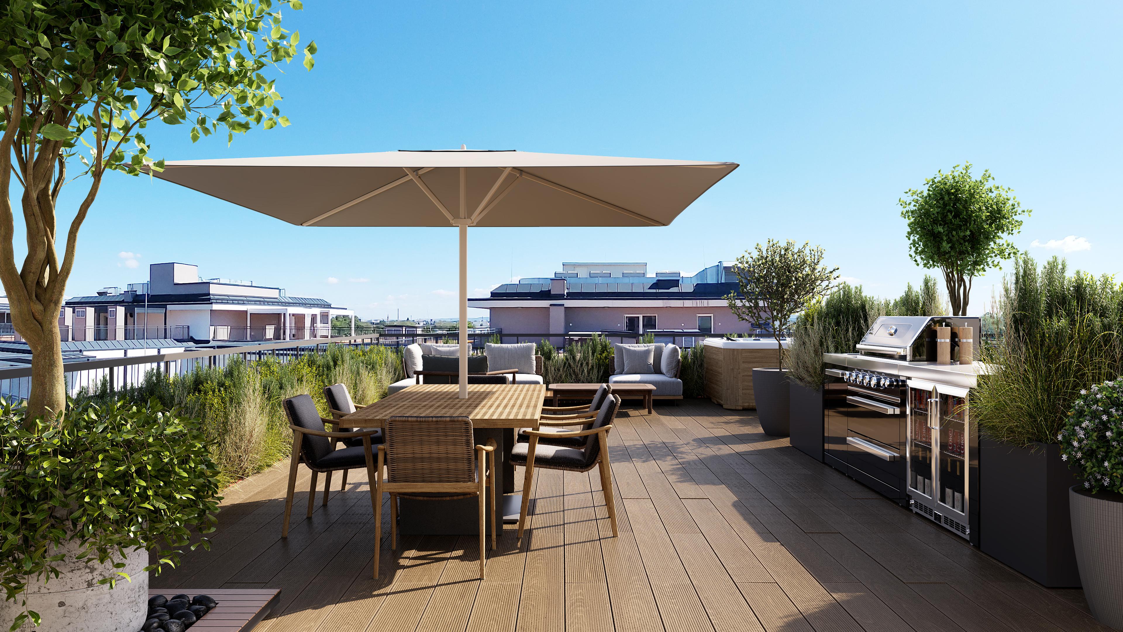 Visual design of a penthouse apartment's terrace