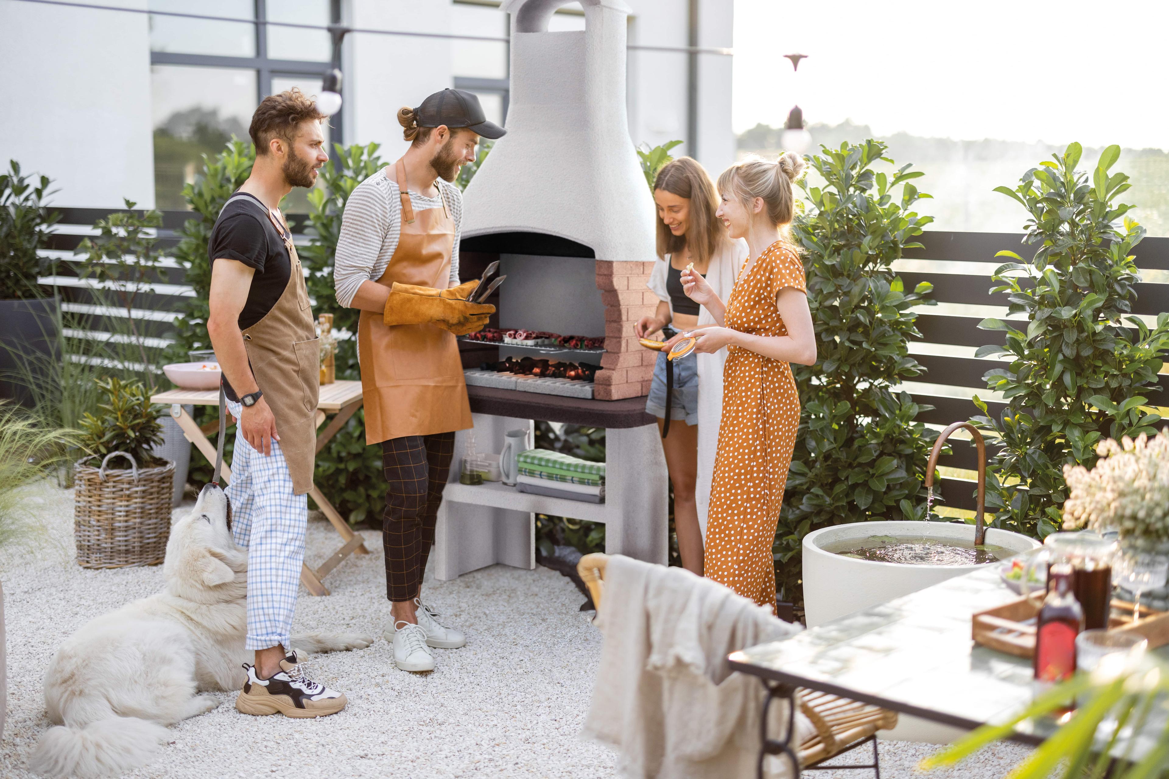 BBQ party with people