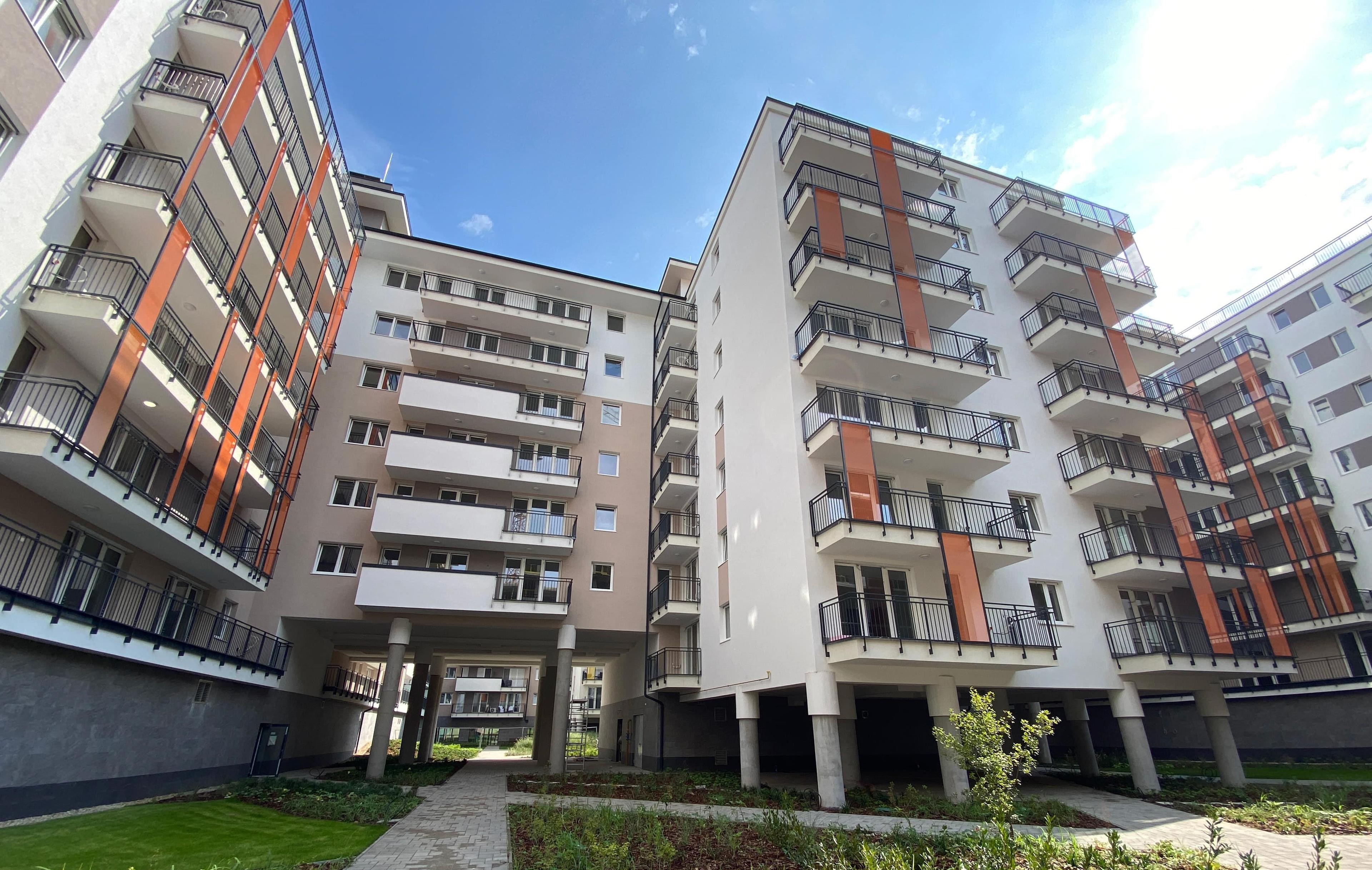 Park West 2 project's facade from the inner garden