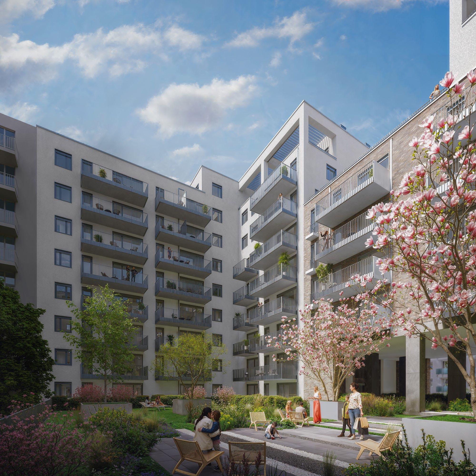 Park West Rise lakópark belső kertjének látványterve