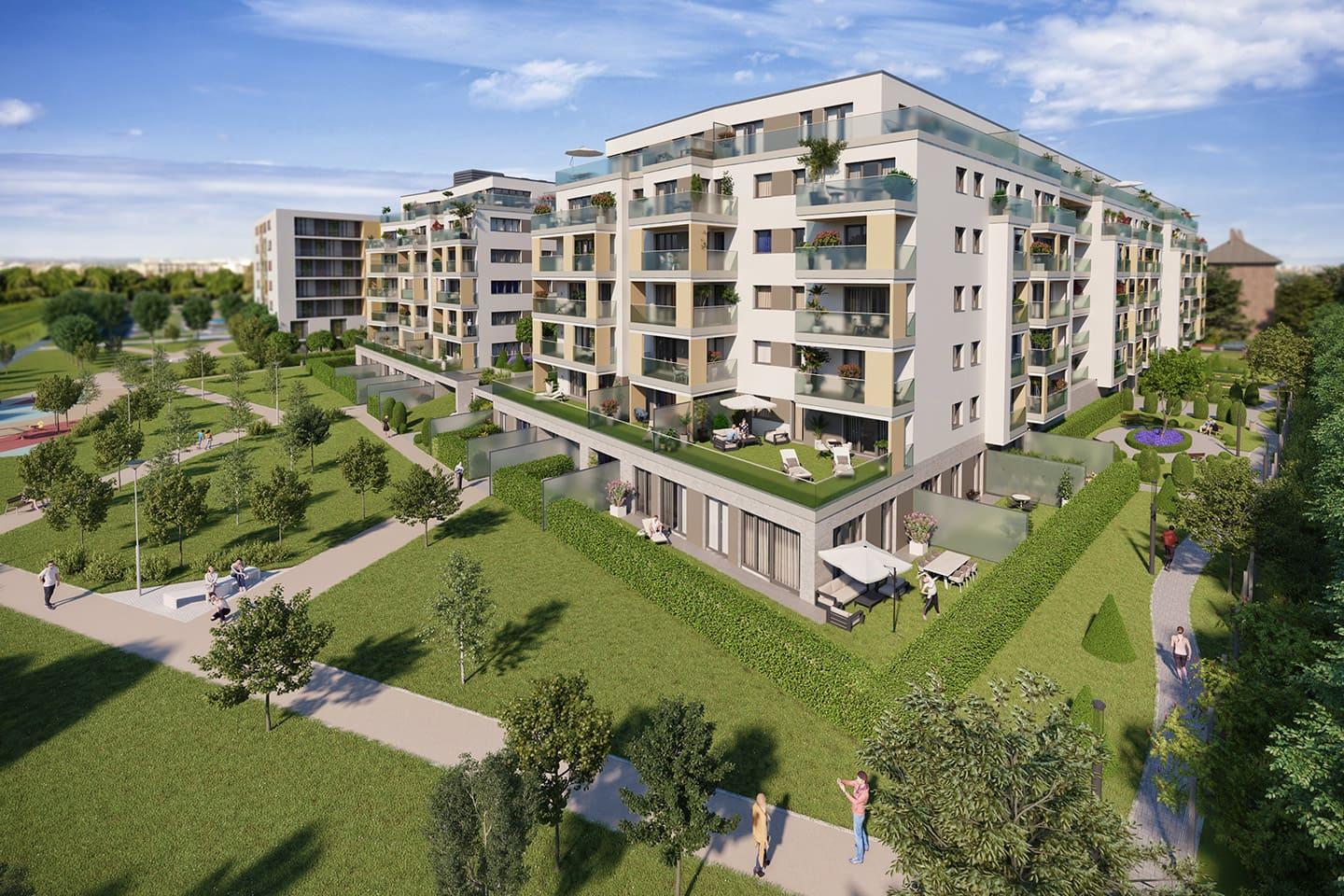 Le Jardin residental park's visual design during daytime