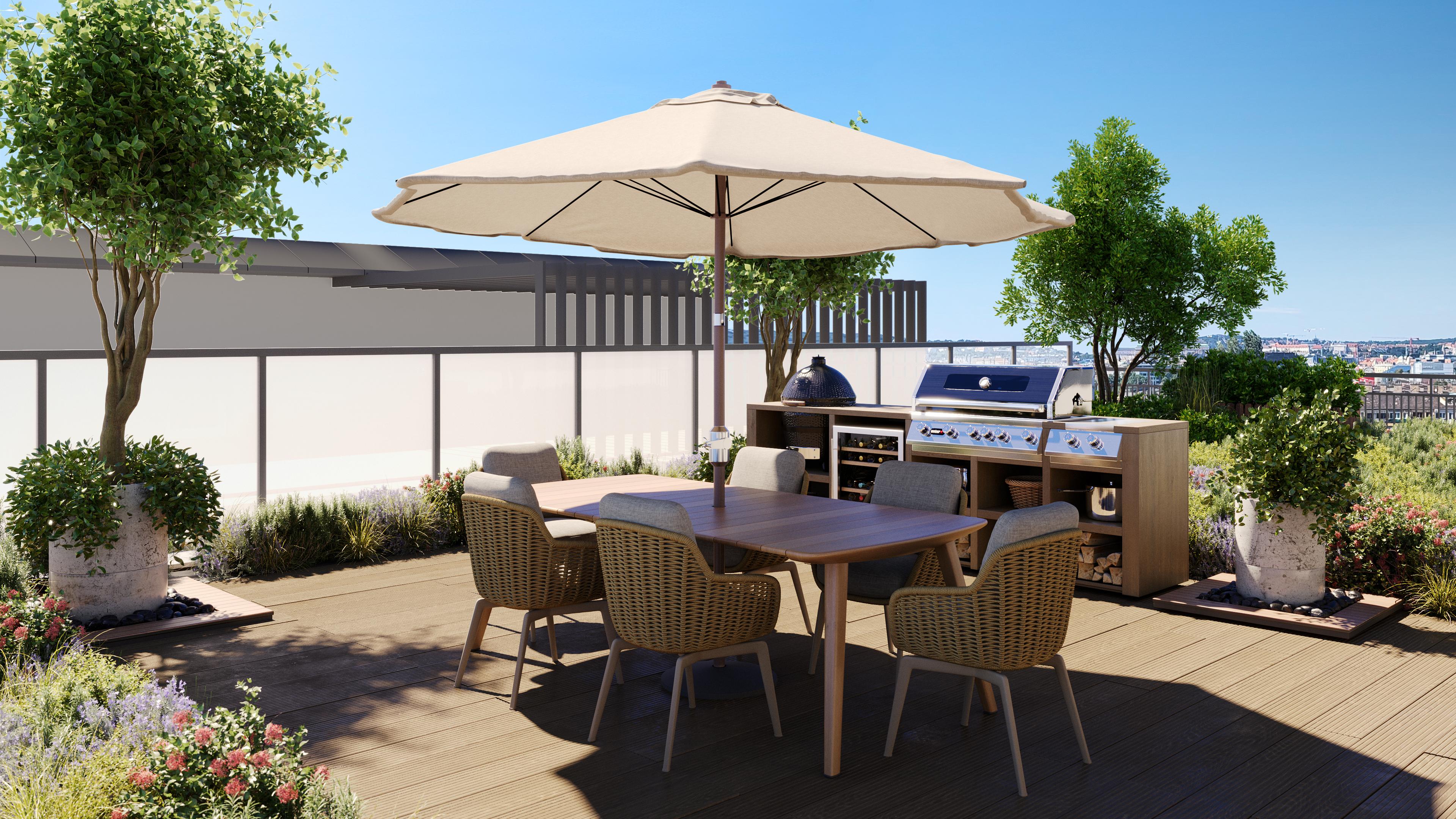 Visual design of a penthouse apartment's terrace