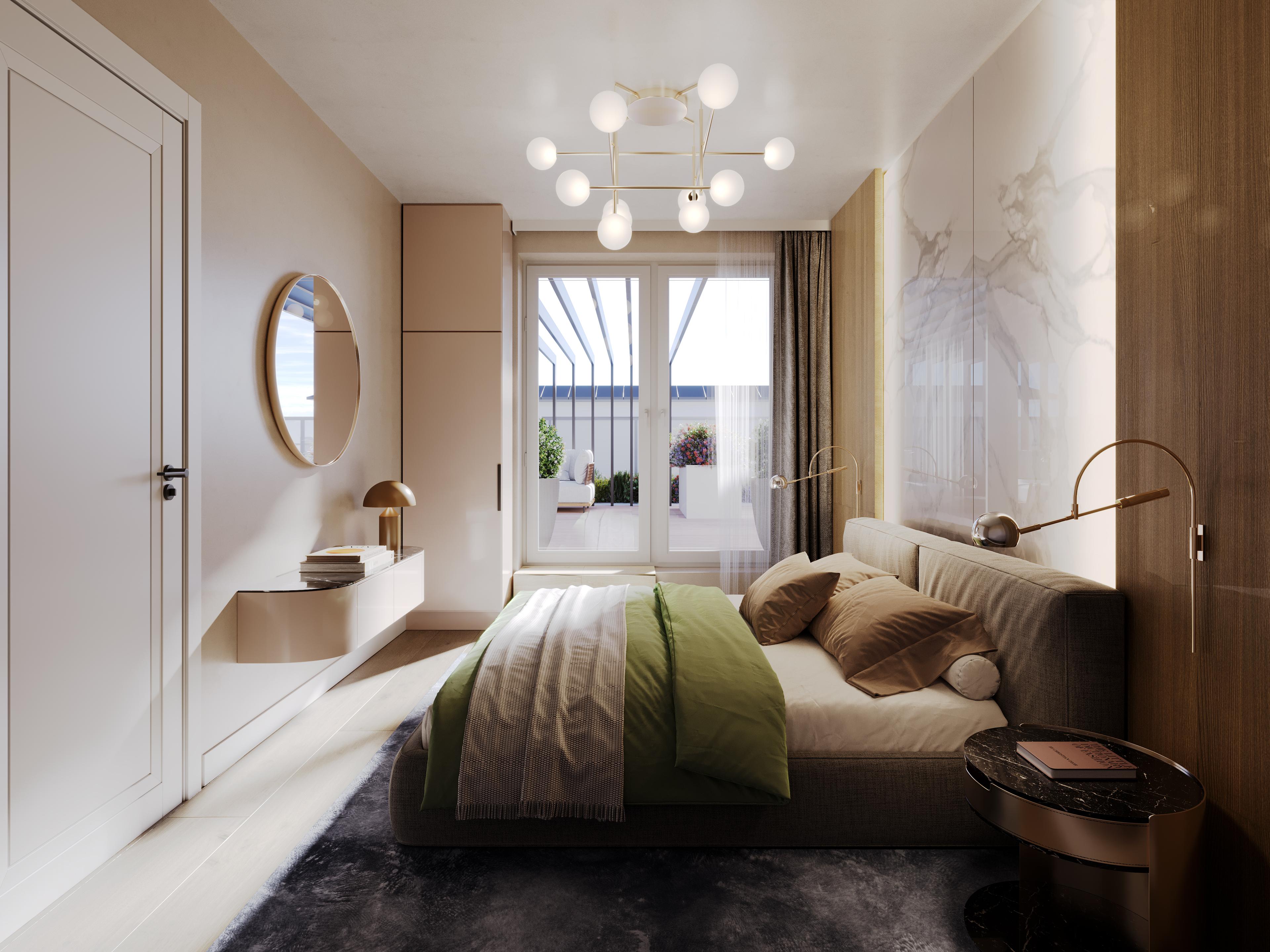 Visual design of a furnished bedroom