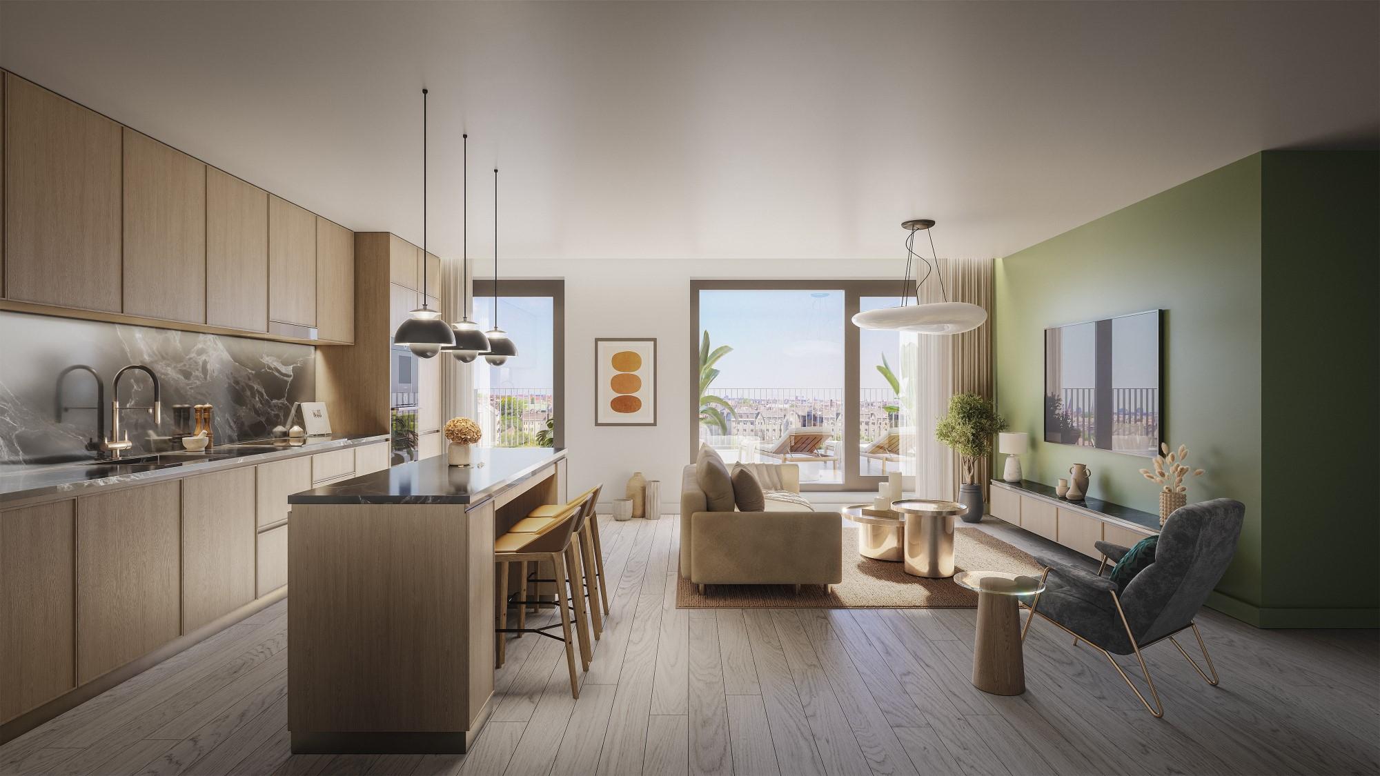 Park West Rise lakópark lakásának látványterve