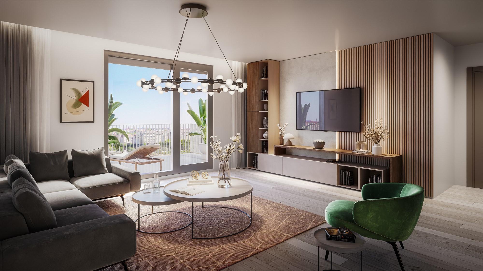 Park West Rise lakópark lakásának látványterve