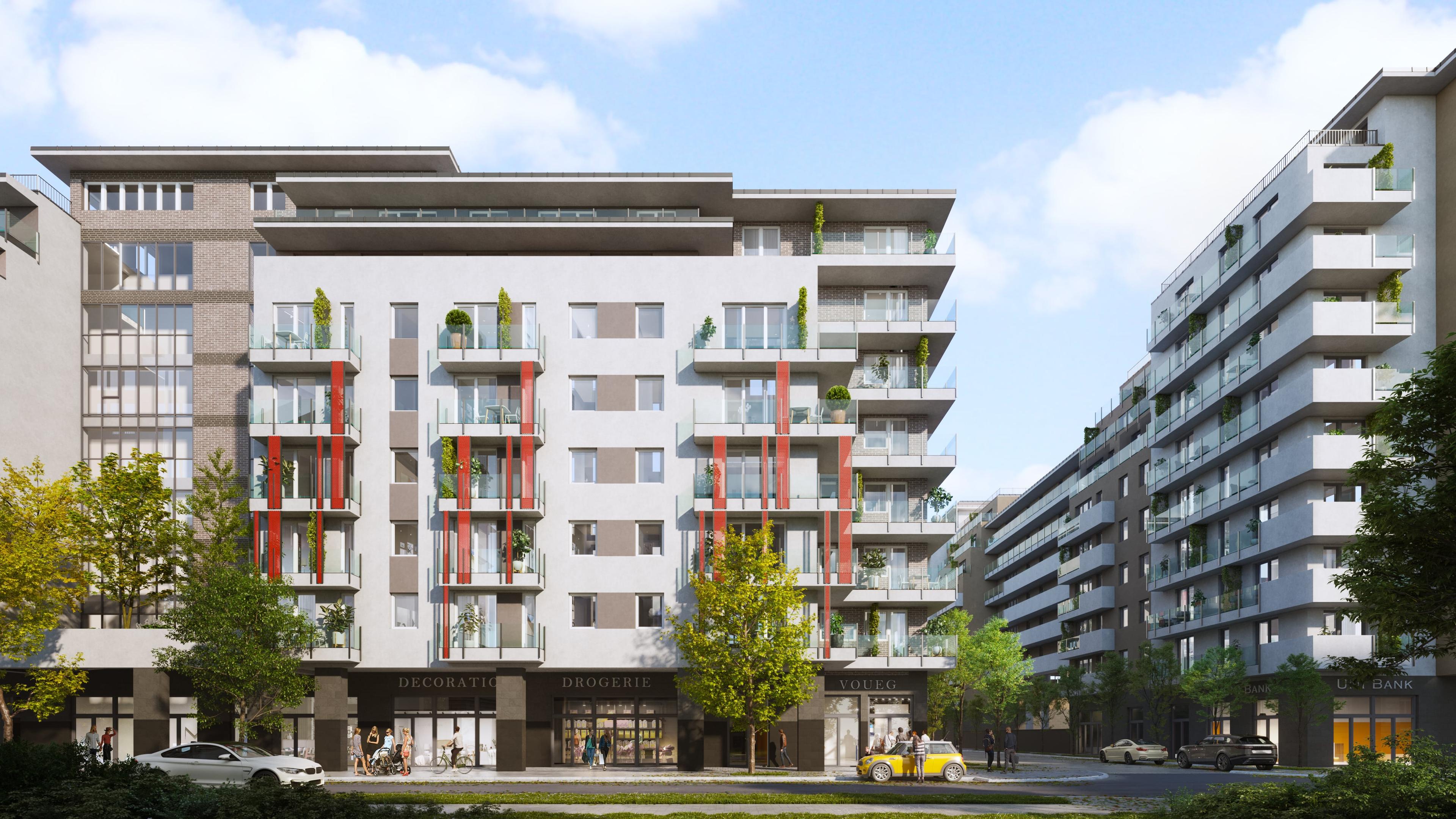 A Park West 3 lakópark az utcáról nézve