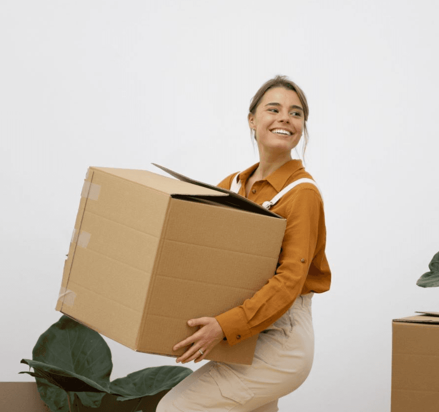 Woman holding a box